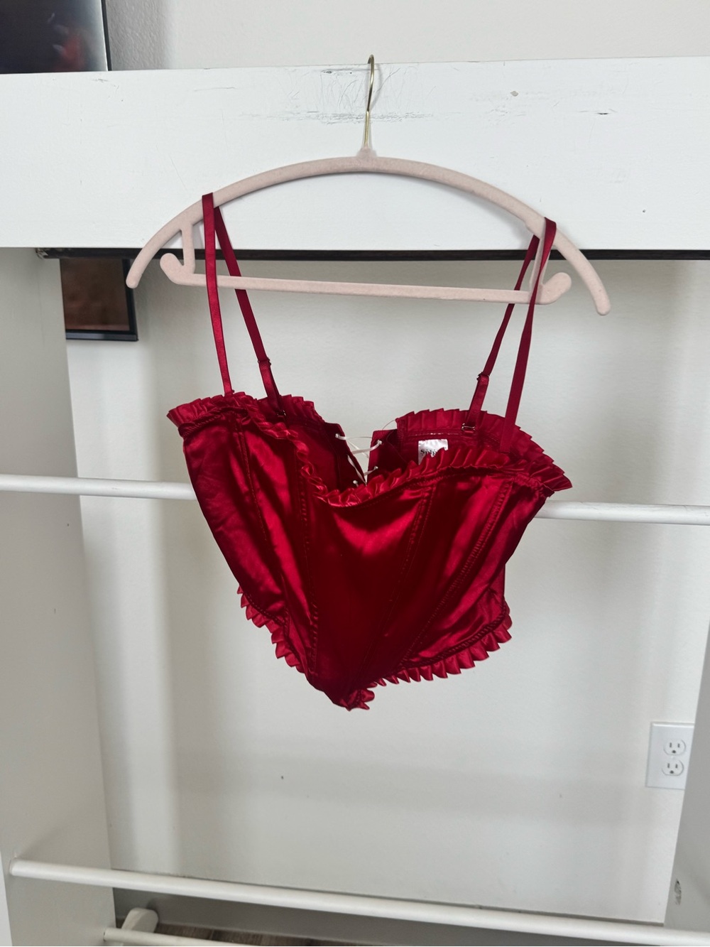 Spirit Red Satin Ruffle Corset Camisole